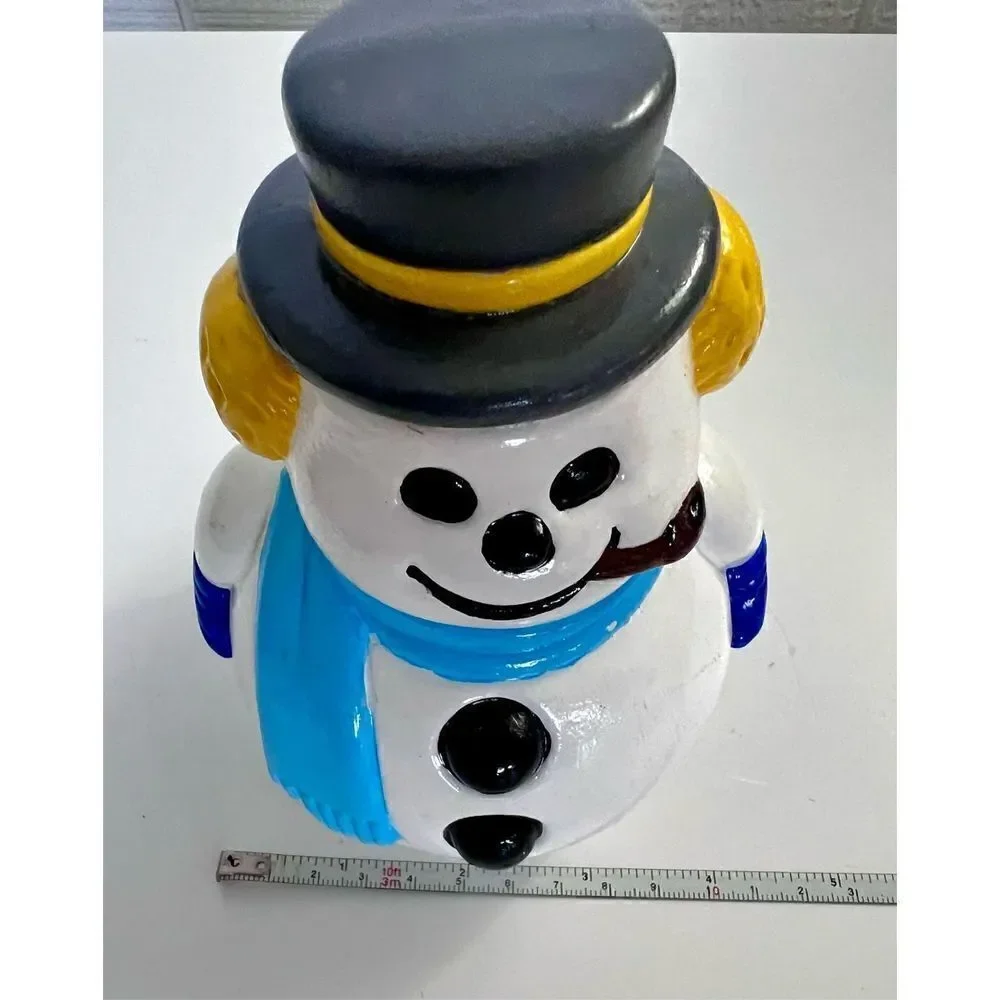 Vintage Ceramic Mold Snowman W Hat & Pipe Christmas Hand Painted